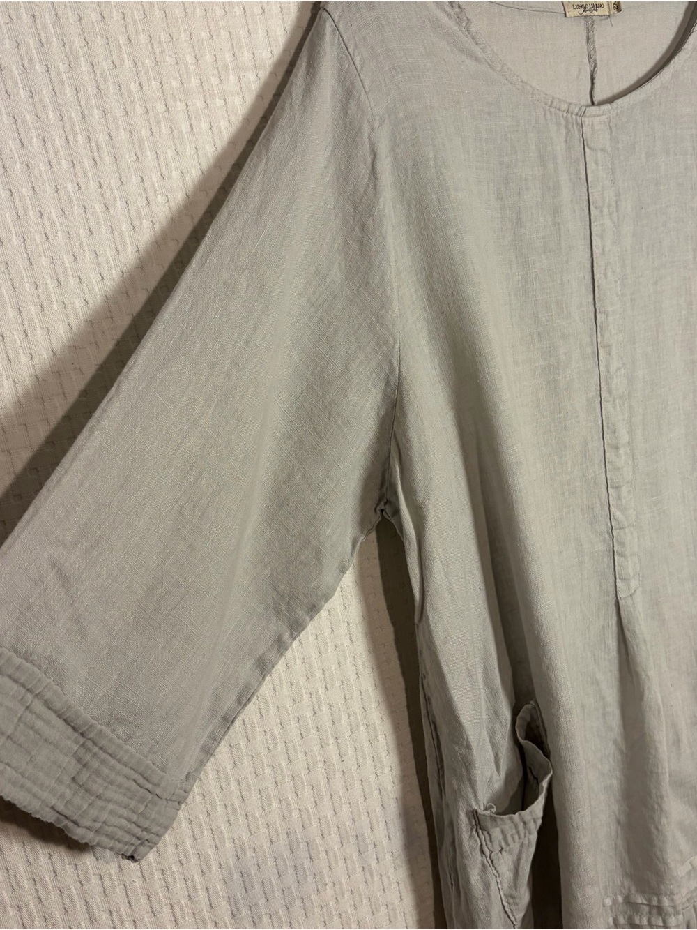 Lungo L’Arno Tunic Size 2X Made In Italy 100% Linen Gray Pockets Lagenlook - Picture 8 of 11